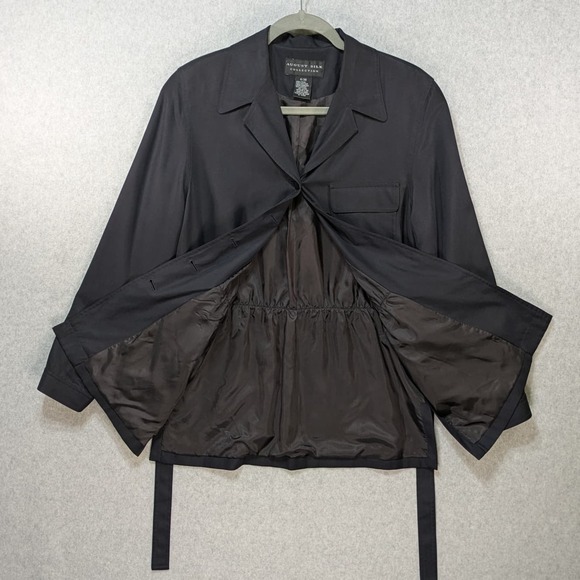 August Silk Jacket Women 6 Black 100% Silk Lightweight Button Front Pockets - Picture 11 of 14